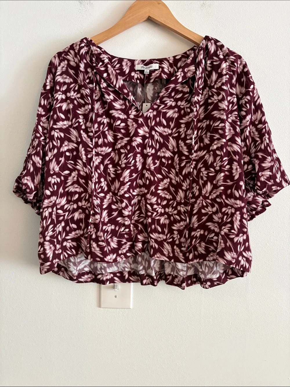 Madewell Bubble Sleeve Top in Floral #NS434 Womens Size 6 NWT